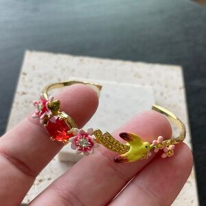 Charming Gold and Pink Bird Bracelet